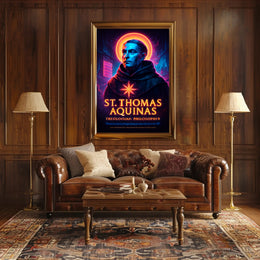 St. Thomas Aquinas Neon Portrait Cultural or Heritage Poster
