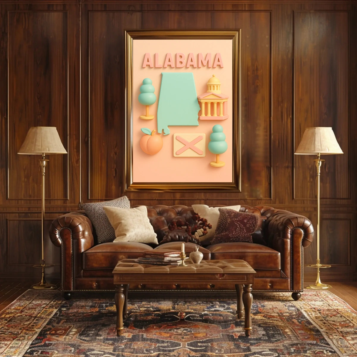 Alabama State Icons Poster