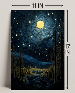 Starry Night Landscape Poster PosterGoat
