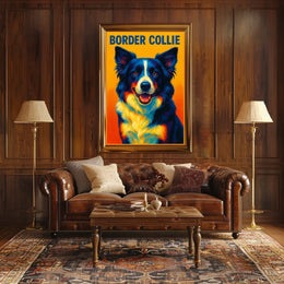 Vibrant Border Collie Portrait Poster