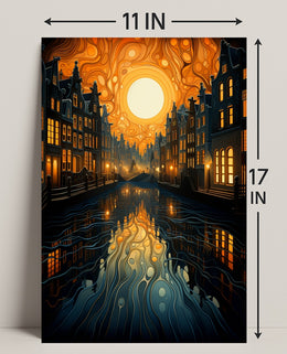 Dreamy Canal At Sunset Poster