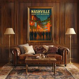 Nashville Music City Mistletoe Poster