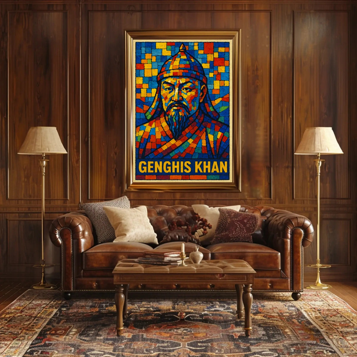Genghis Khan Mosaic Portrait Poster