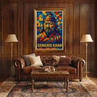 Genghis Khan Mosaic Portrait Poster