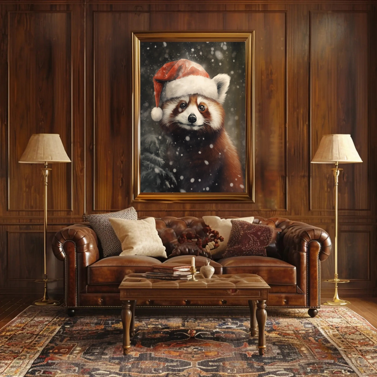 Festive Red Panda In Winter Wonderland Poster