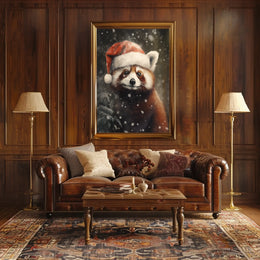 Festive Red Panda In Winter Wonderland Poster