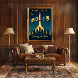 Houston Space Shuttle Launch Poster Space or Astronomy Poster