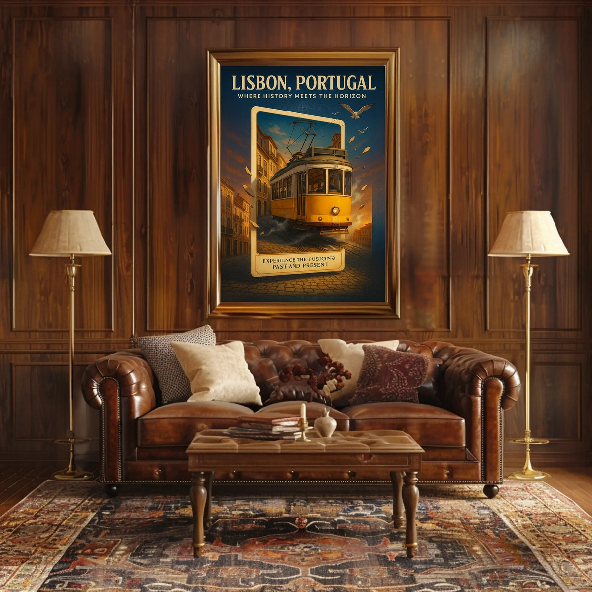 Lisbon Tram Vintage Artistic Cultural Heritage Poster