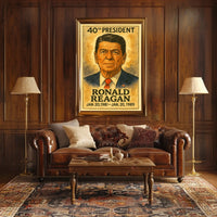 Ronald Reagan 40th President of the United States Exaggerated Cartoon Sketch Poster