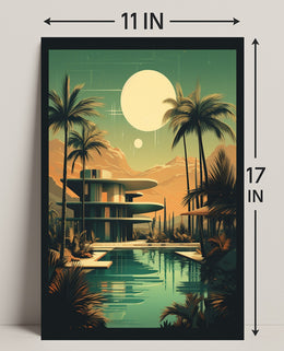Retro-Futuristic Oasis Retro Poster PosterGoat