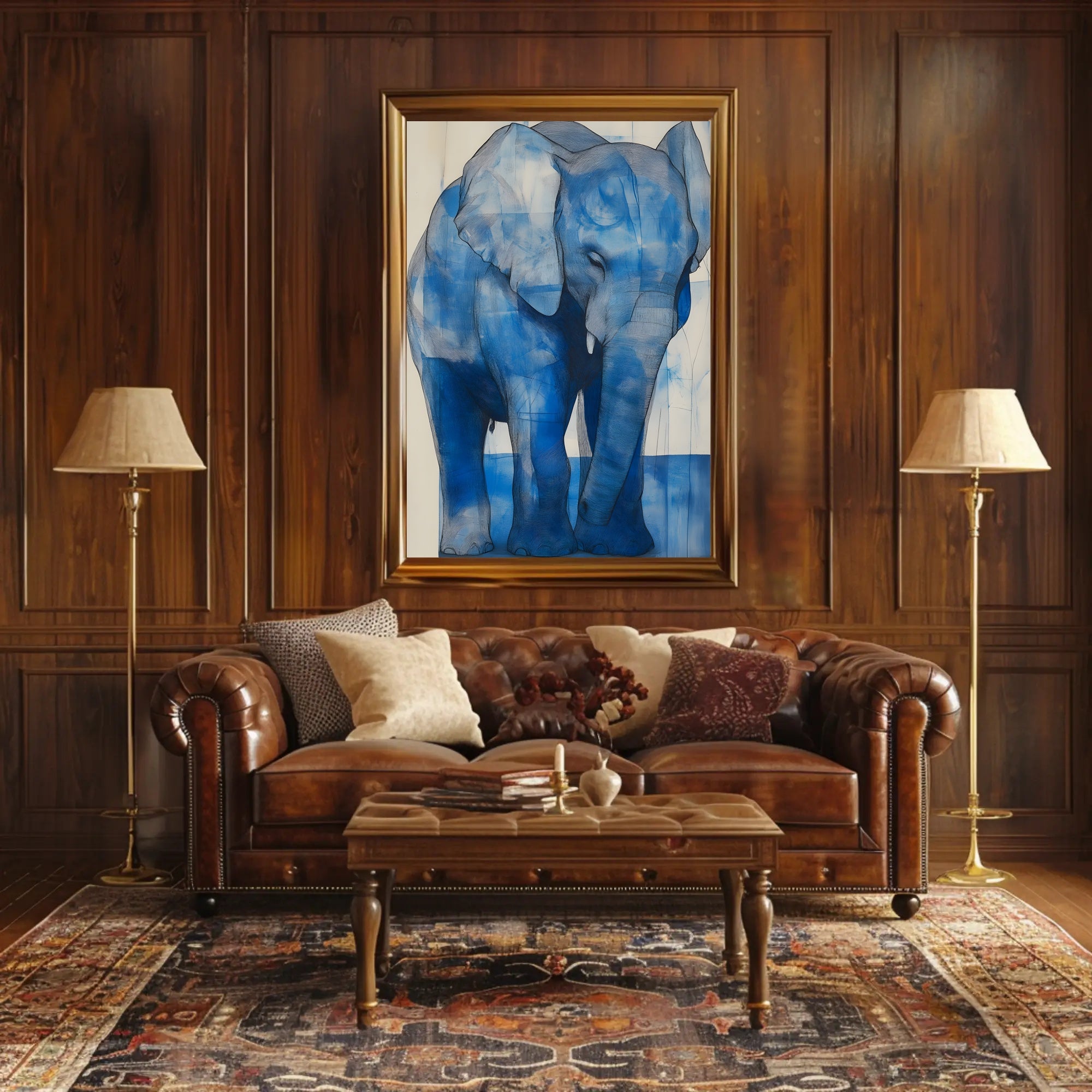 Blue Elephant Modern Poster Wall Art Print