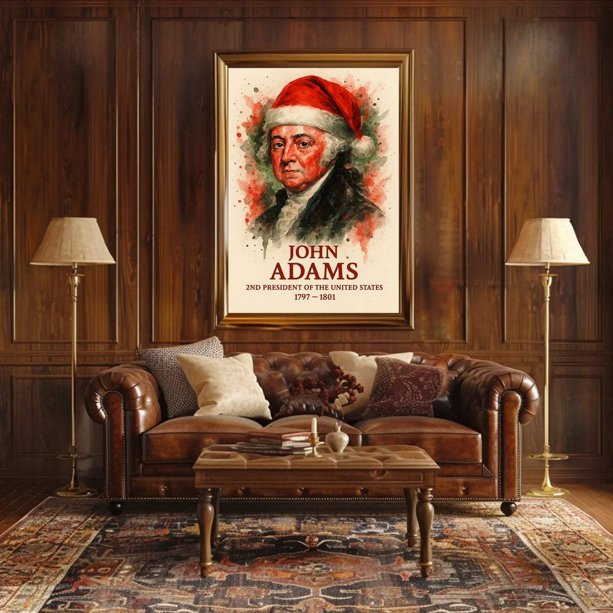 John Adams Watercolor Art Print, Historical or Presidential Poster