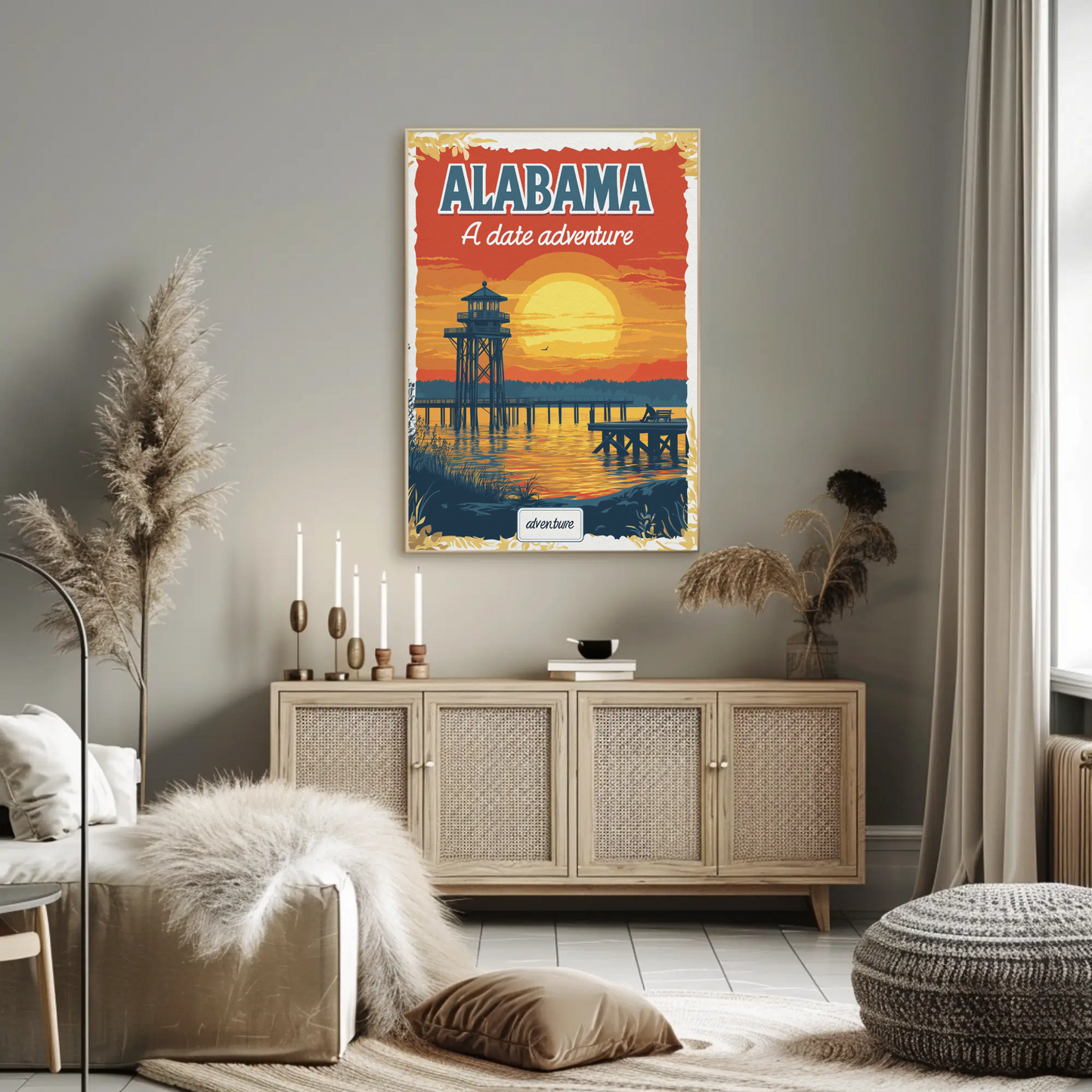 Alabama: A Date Adventure Vintage Travel Poster
