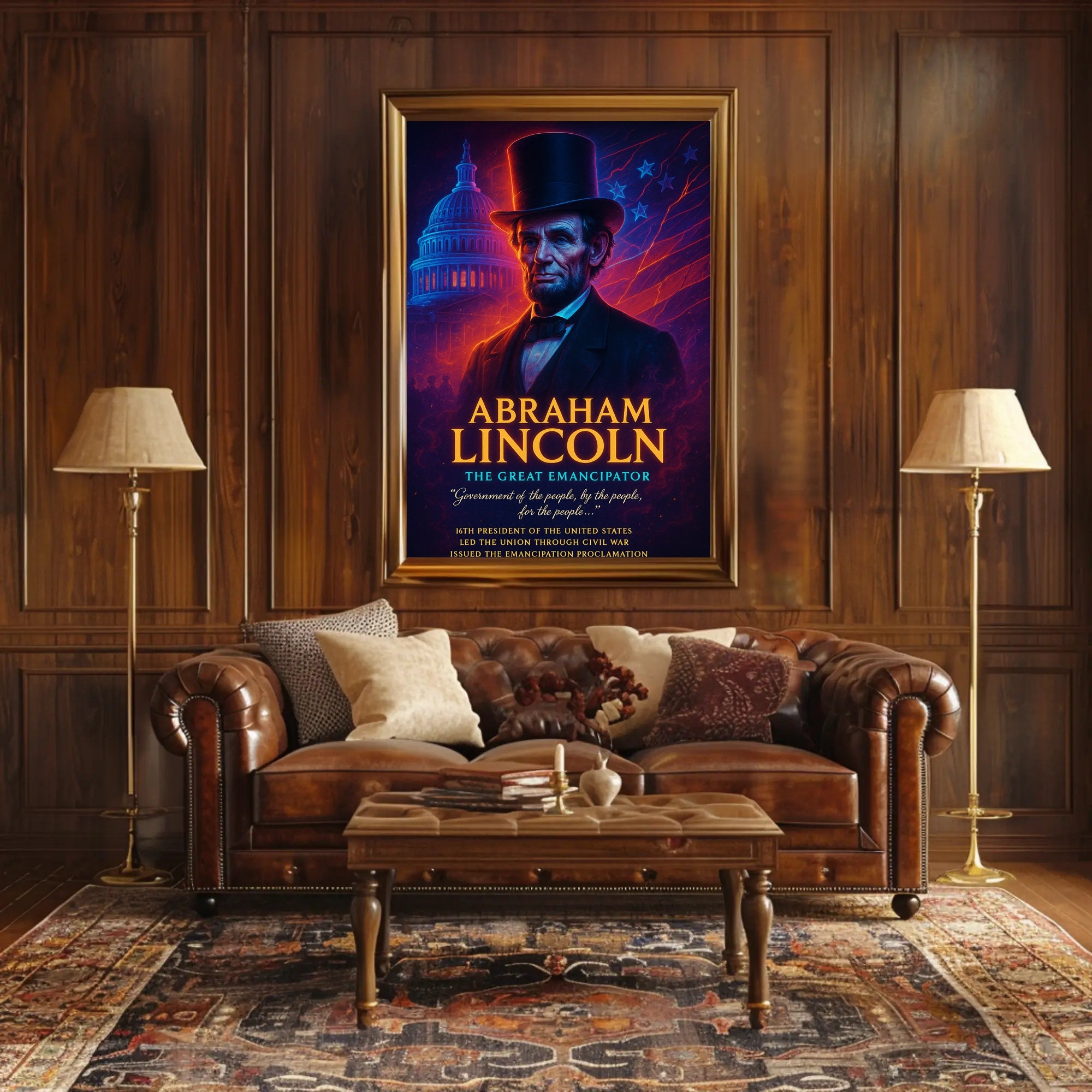 Abraham Lincoln Patriotic Historical or Presidential Poster PosterGoat