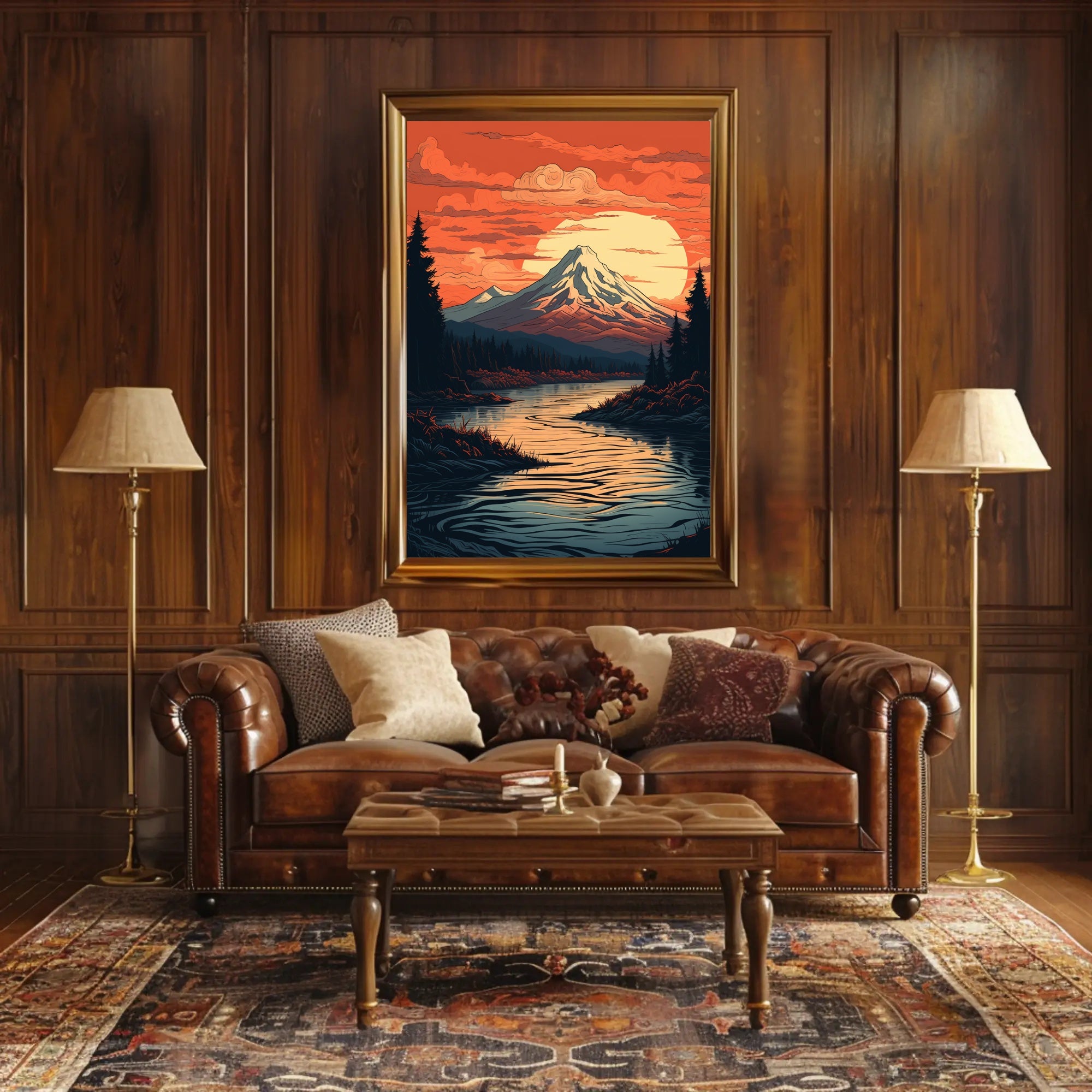 Serene Mountain Sunset Poster PosterGoat