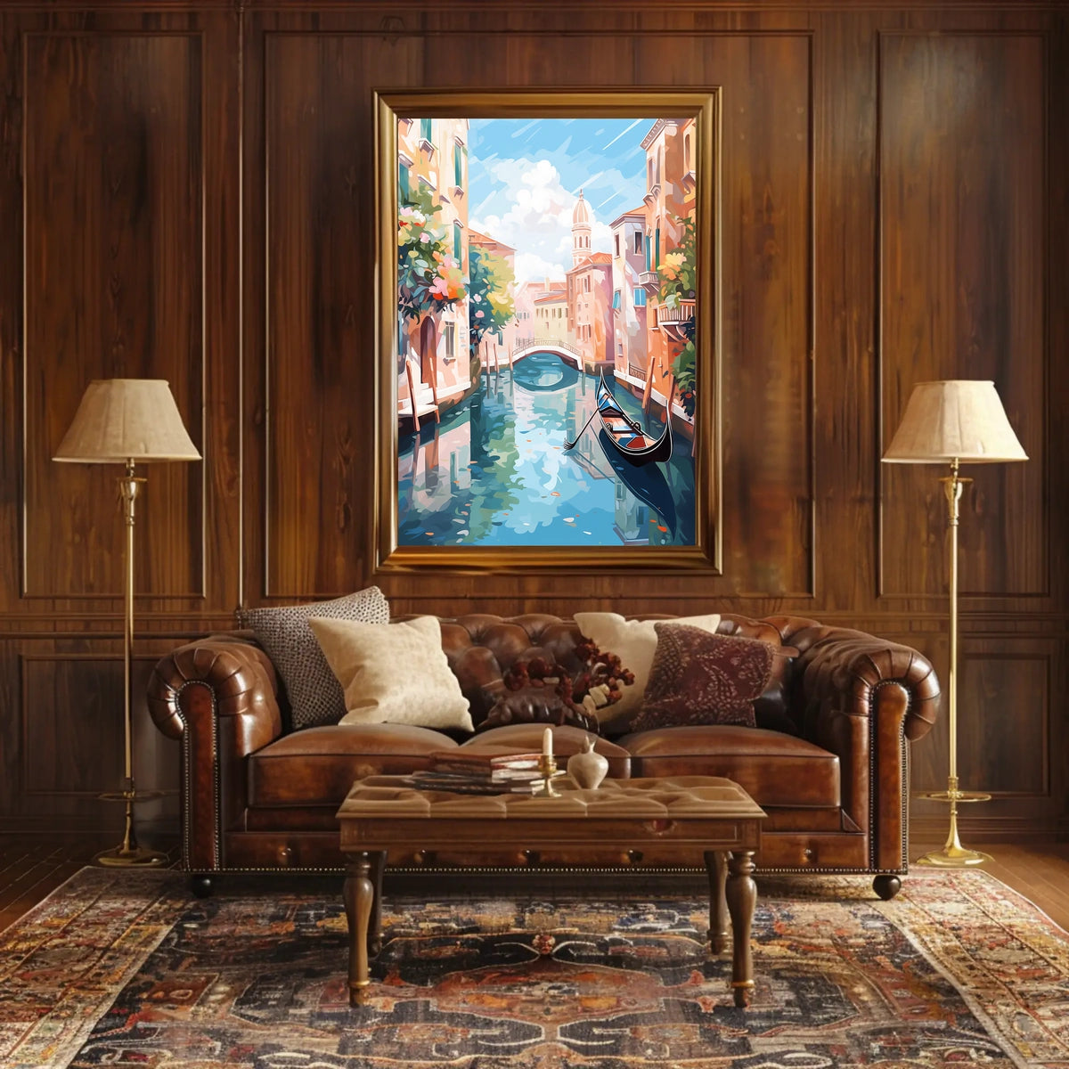 Venice Canal Gondola Scene Vintage Travel Poster
