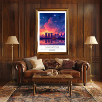 Singapore Skyline Sunset Vista Urban or Cityscape Poster