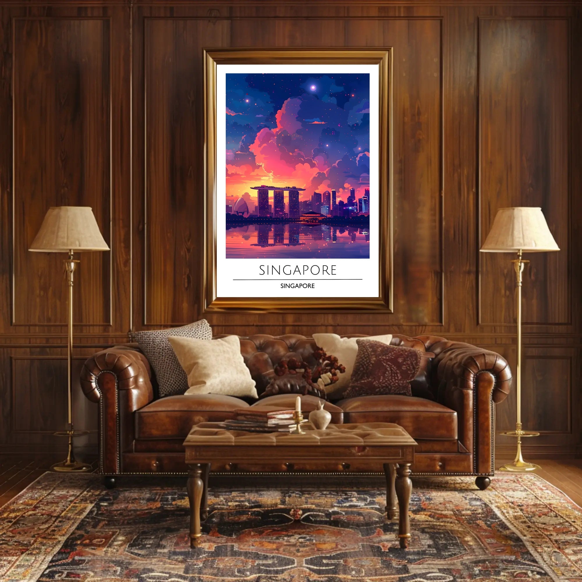 Singapore Skyline Sunset Vista Urban or Cityscape Poster