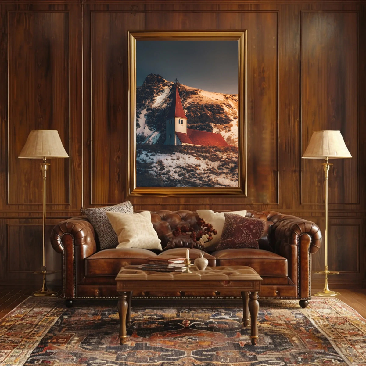 Church At Dusk In The Mountains Poster