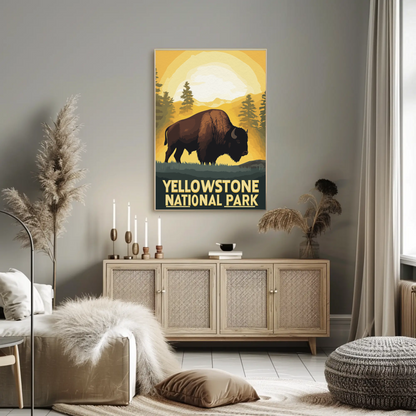 Yellowstone National Park Bison Vintage Poster
