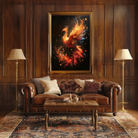 Phoenix Rebirth: Vibrant Fantasy Art Poster