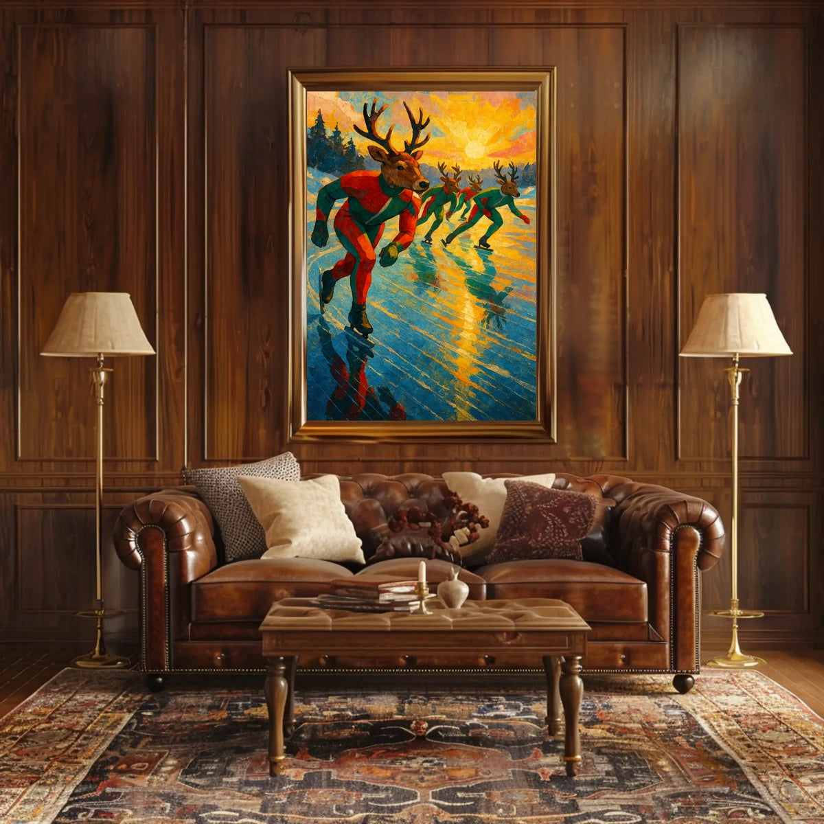 Reindeer Speed Skating on Surreal Frozen Lake