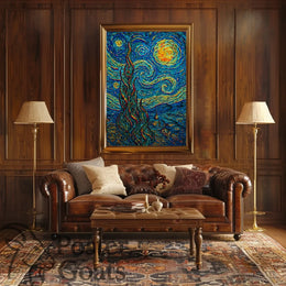 Starry Night Inspired Post-Impressionist Artistic Poster
