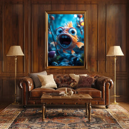 Whimsical Goldfish Adventure Cartoon Animal Poster