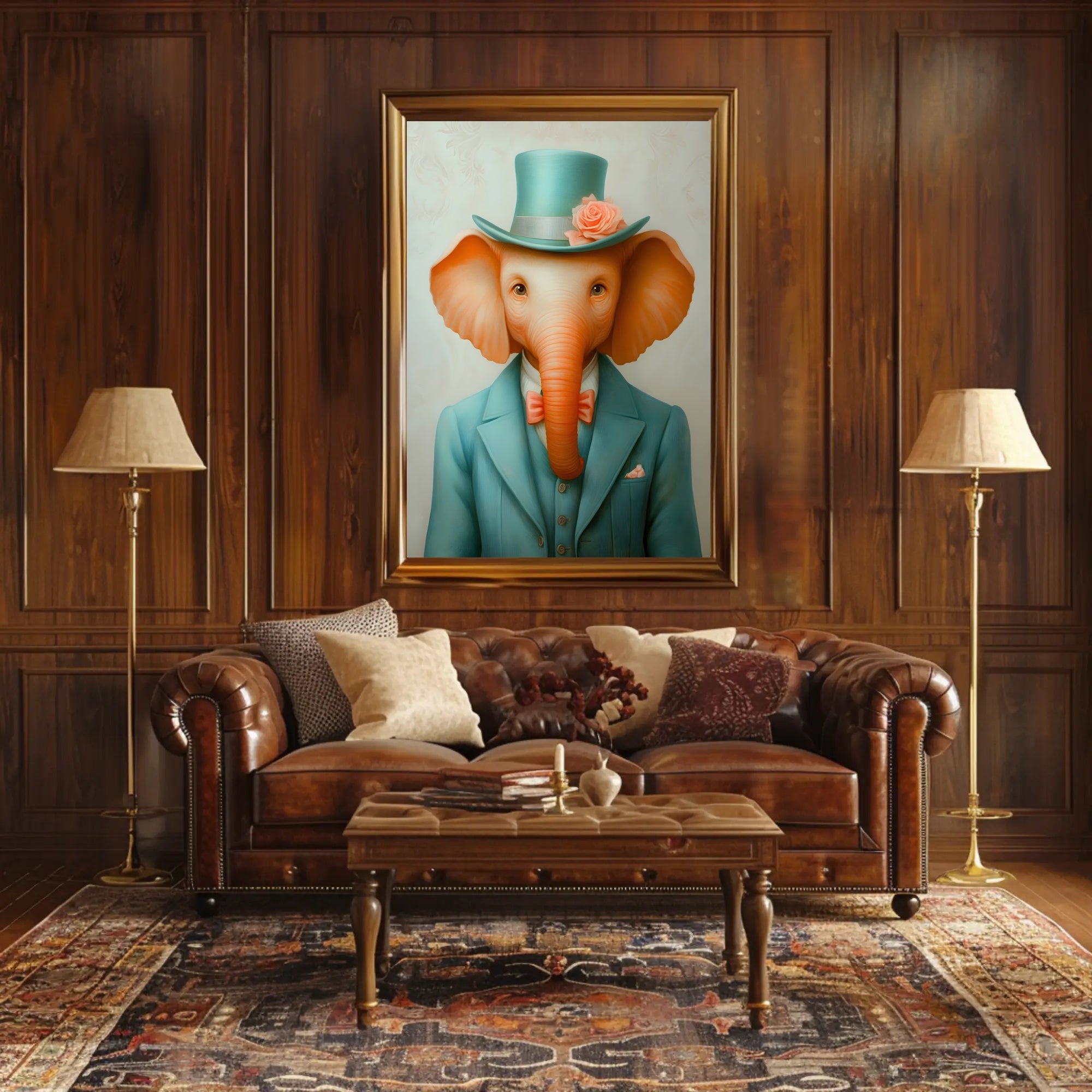 Dapper Elephant Whimsical Poster Art Print