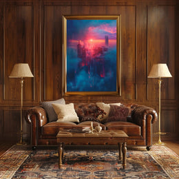 Futuristic Cityscape at Sunset - Urban or Cityscape Poster PosterGoat