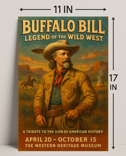 Buffalo Bill Tribute Western Poster Vintage Wall Art
