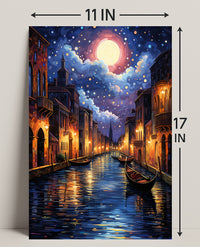 Moonlit Venice Canal Poster