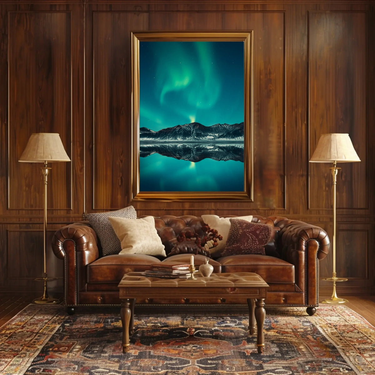Aurora Borealis Over Mountain Range National Park Poster