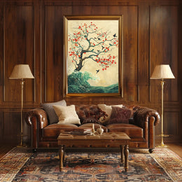 Tranquil Tree and Sea Harmony Art Poster PosterGoat