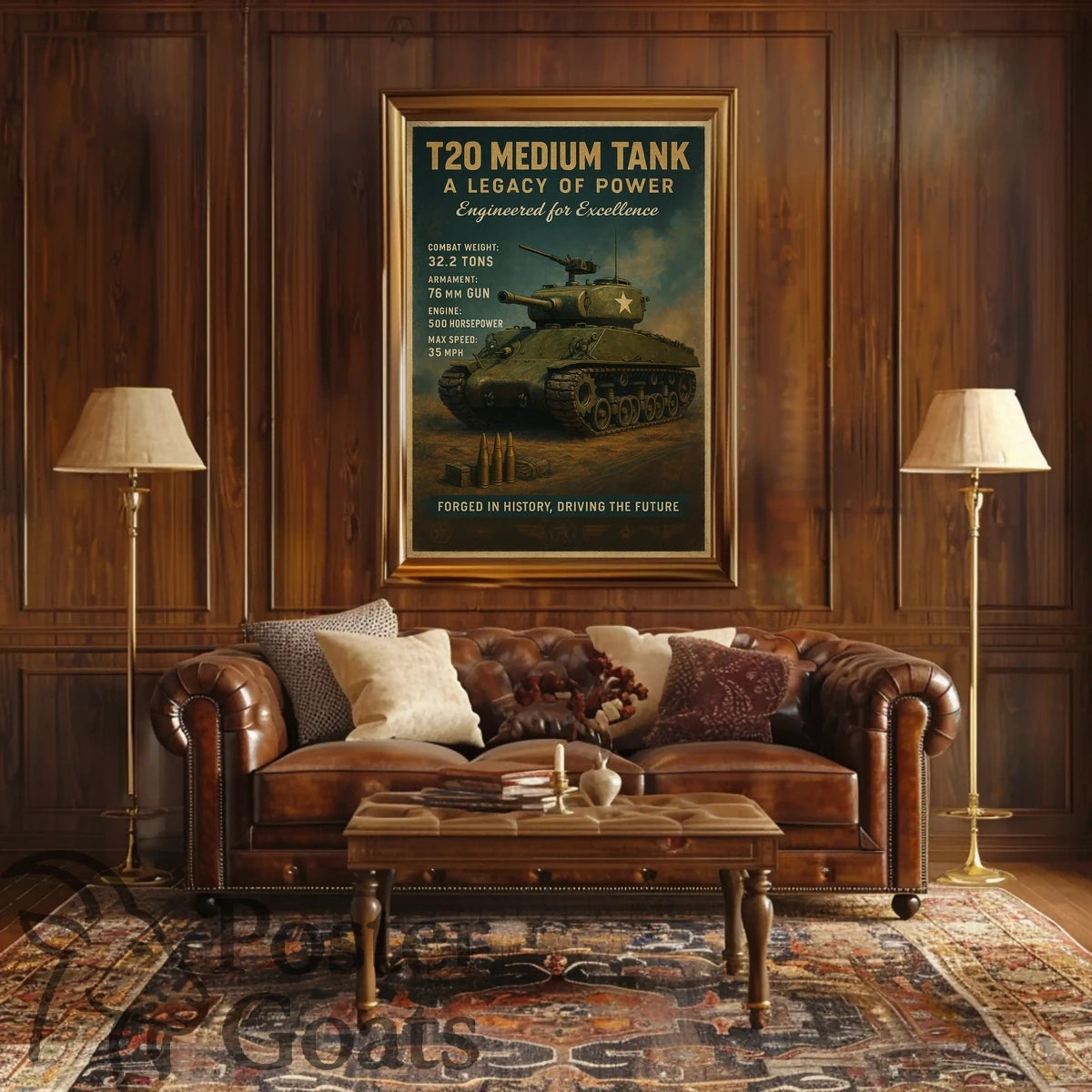 T20 Medium Tank Vintage Military Recruitment Poster