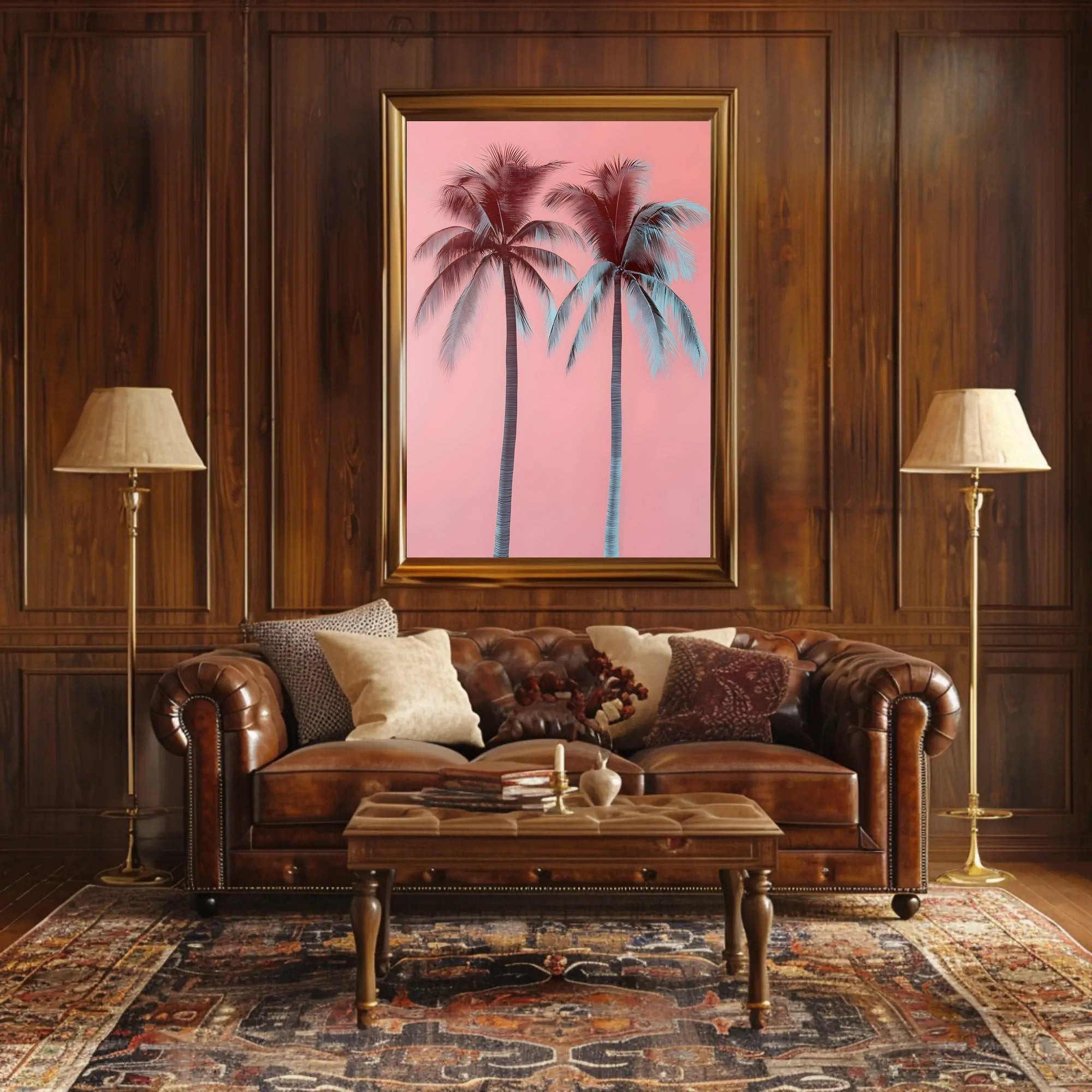 Palm Trees Poster Tropical Pink Minimalist Wall Art