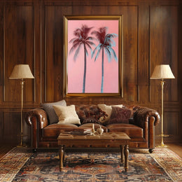 Palm Trees Poster Tropical Pink Minimalist Wall Art
