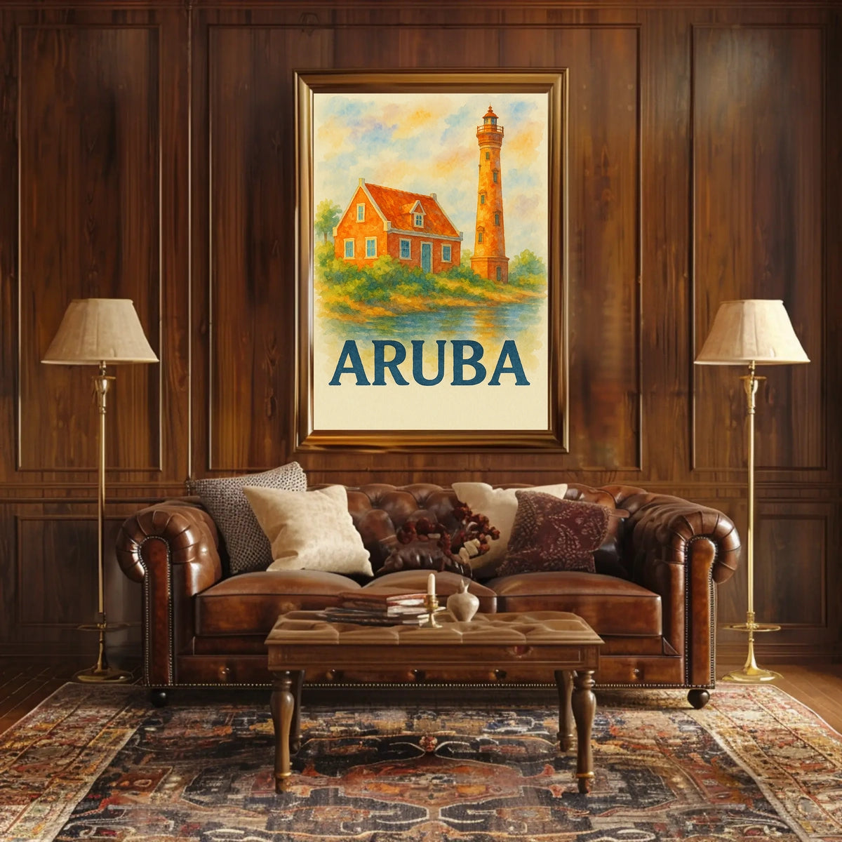 Aruba Lighthouse and Cottage Poster