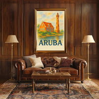 Aruba Lighthouse and Cottage Poster