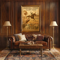 Horse Racing at Churchill Downs: Vintage Sports Poster