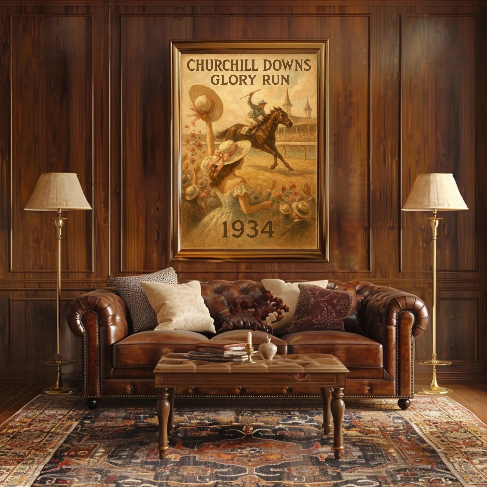 Horse Racing at Churchill Downs: Vintage Sports Poster