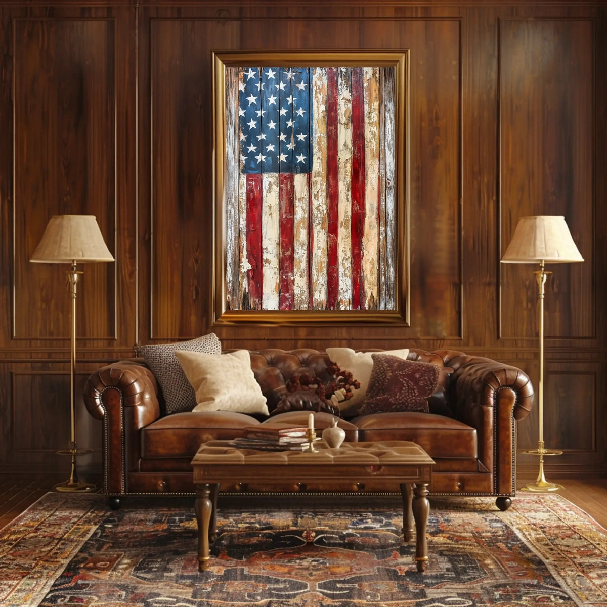 Faded American Flag Geometric Abstract Art Wall Poster