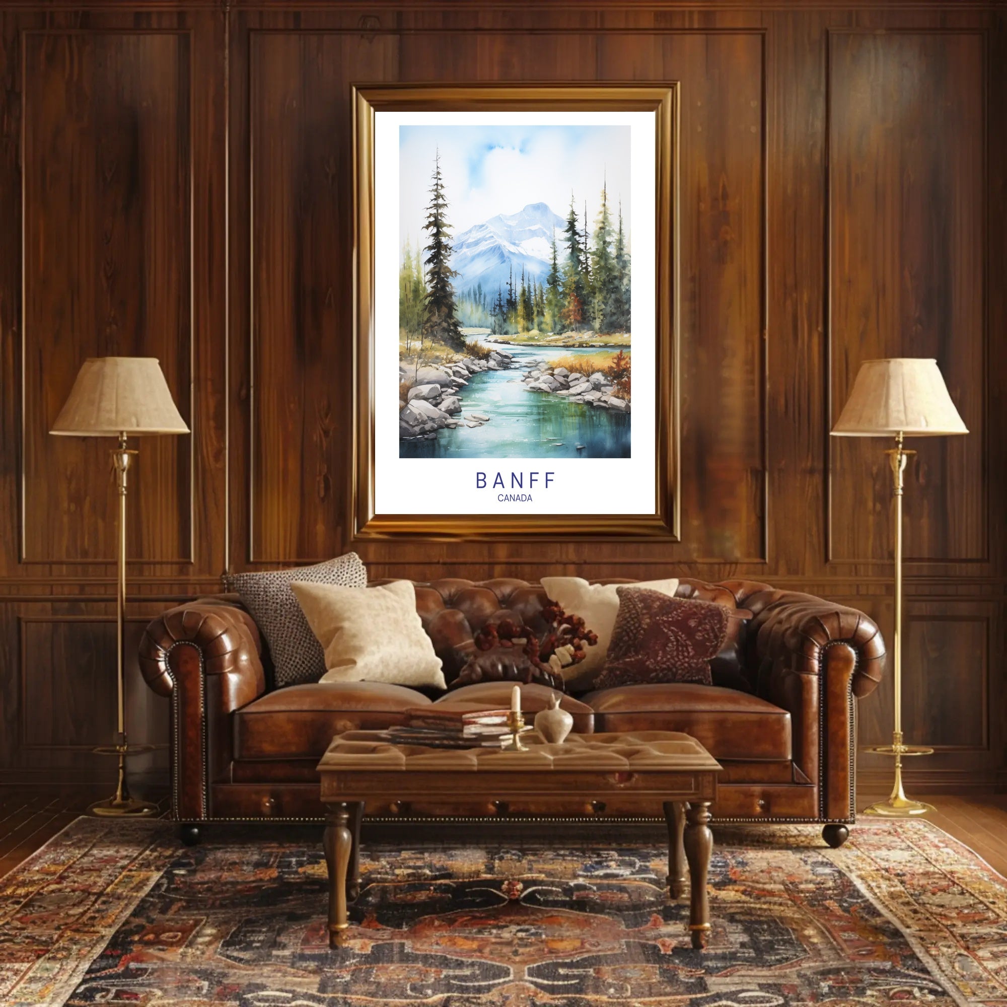 Serene Banff Landscape Watercolor Art National Park Poster PosterGoat