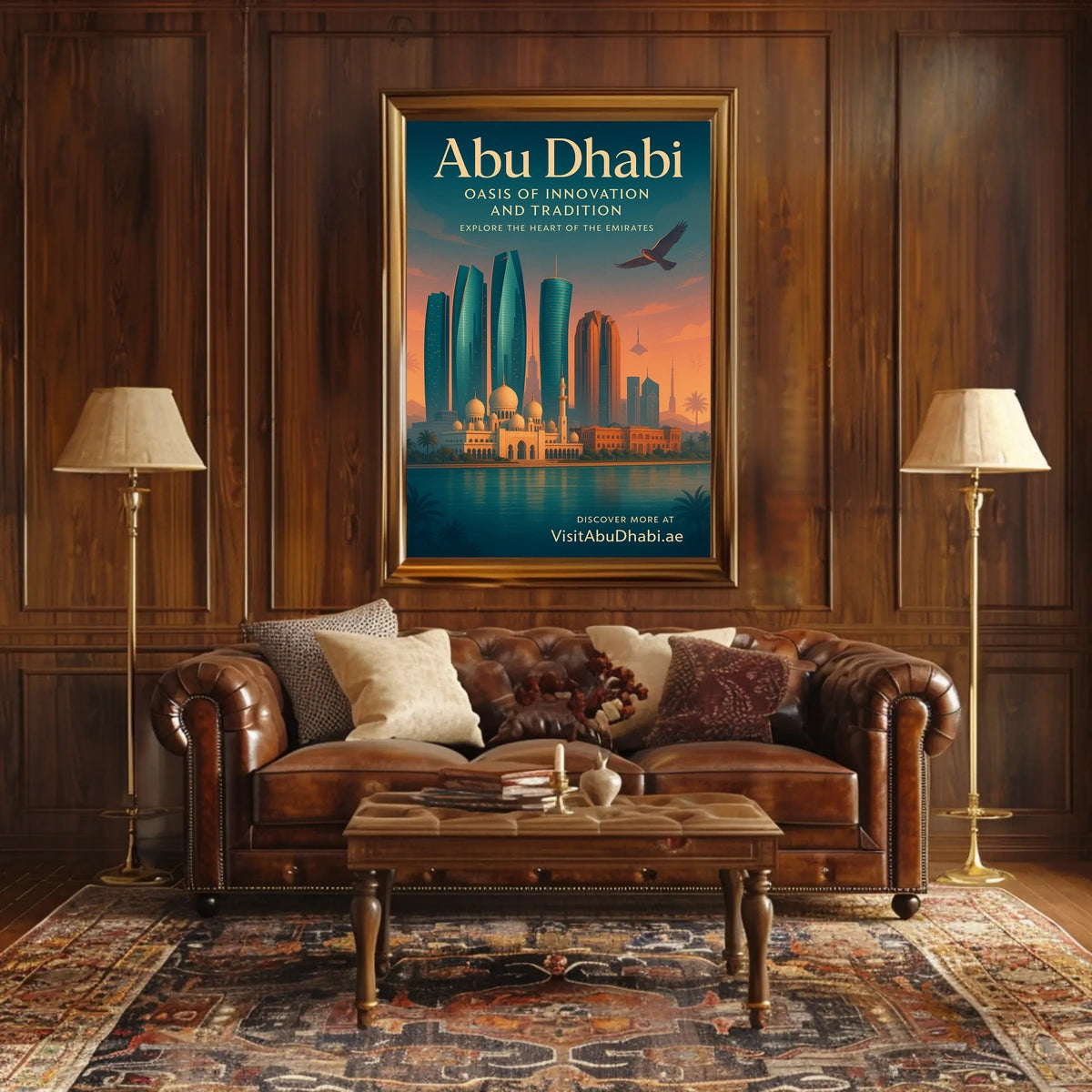 Abu Dhabi Skyline Modernity and Tradition Travel Poster