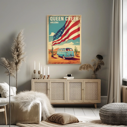 Queen Creek Arizona Vintage Travel Poster Artwork