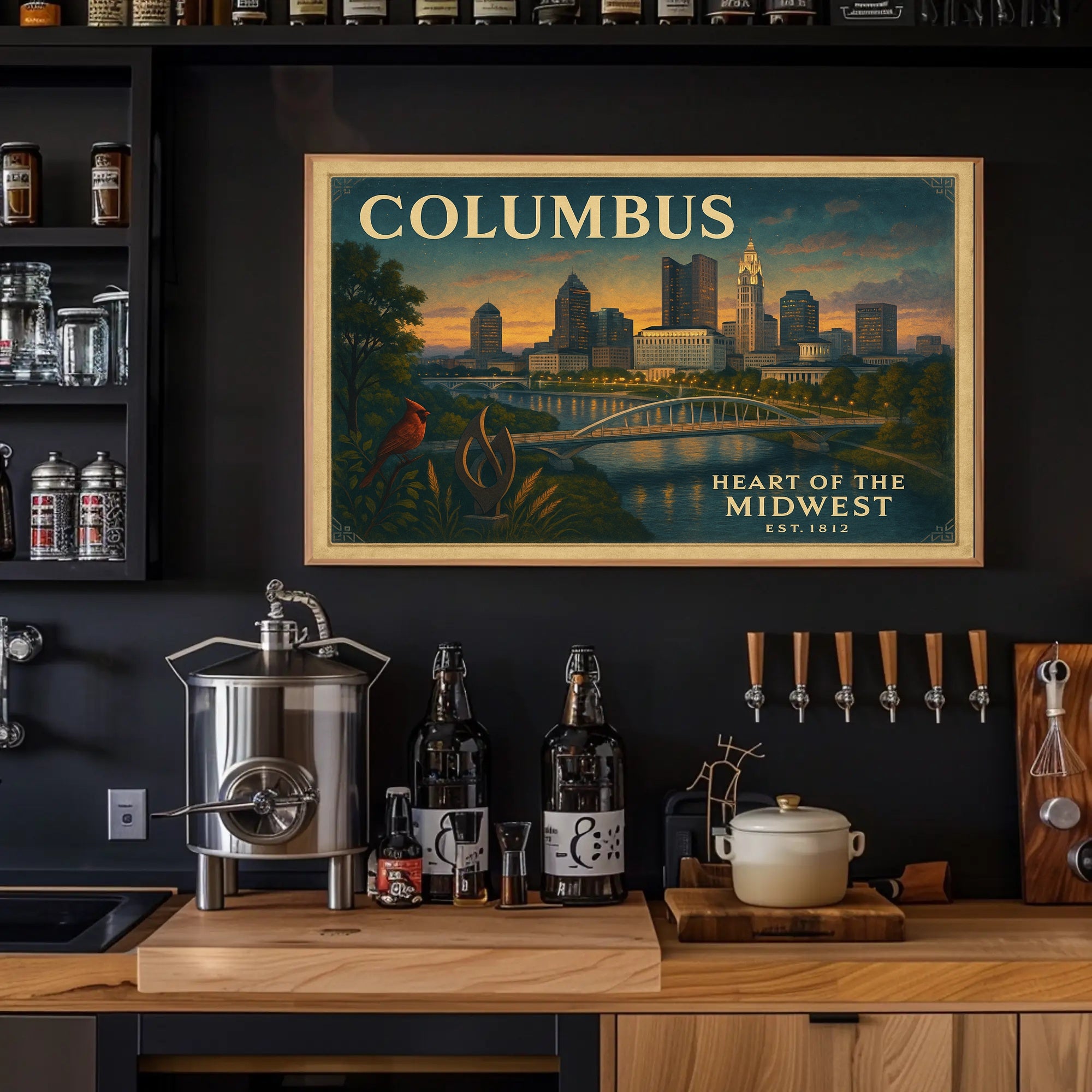 Columbus Skyline Dusk Poster Wall Art