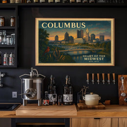 Columbus Skyline Dusk Poster Wall Art
