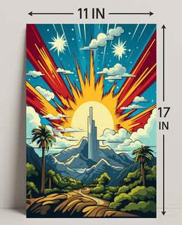 Celestial Sunrise Over Mountains Poster