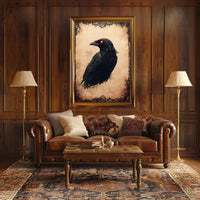 Gothic Raven Illustration with Dark Floral Design Animal Poster