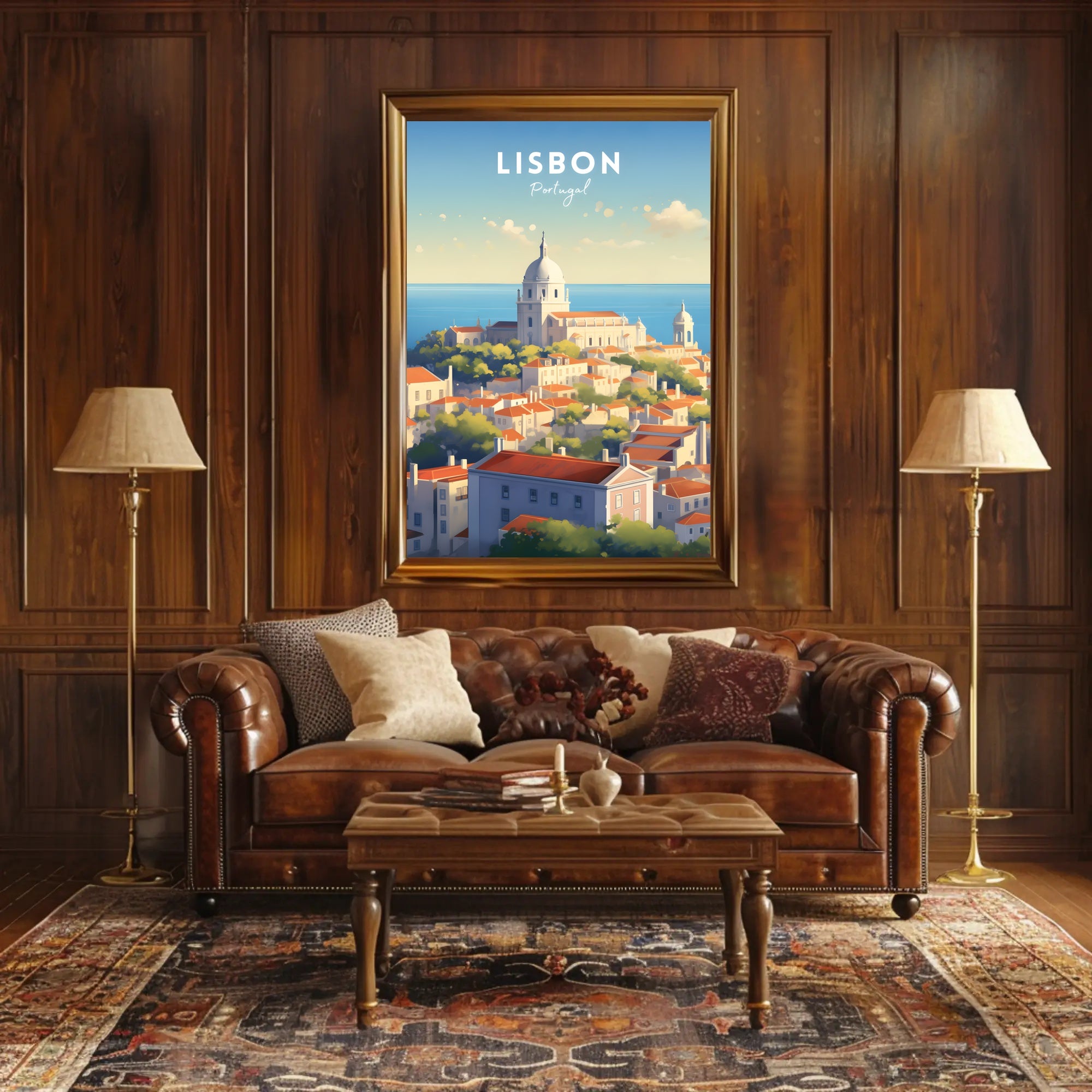 Lisbon Cityscape Coastal View Urban or Cityscape Poster